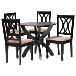 Baxton Studio April Modern Sand Fabric and Dark Brown Finished Wood 5-Piece Dining Set
